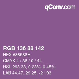 Color code: RGB 136 88 142 | qconv.com