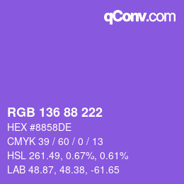 カラーコード: RGB 136 88 222 | qconv.com