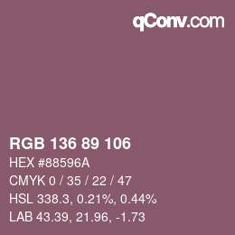 Color code: RGB 136 89 106 | qconv.com