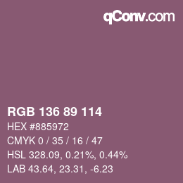 Color code: RGB 136 89 114 | qconv.com