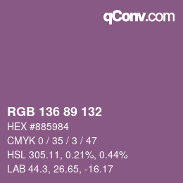 Color code: RGB 136 89 132 | qconv.com