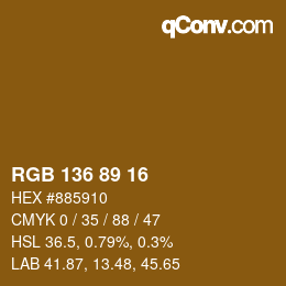 Color code: RGB 136 89 16 | qconv.com