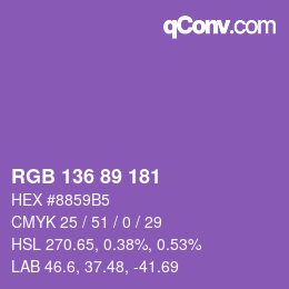 Color code: RGB 136 89 181 | qconv.com