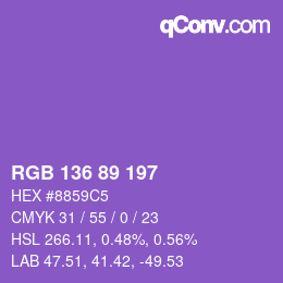 Color code: RGB 136 89 197 | qconv.com
