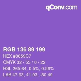 Color code: RGB 136 89 199 | qconv.com