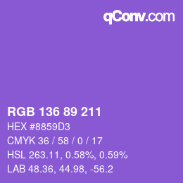 Color code: RGB 136 89 211 | qconv.com