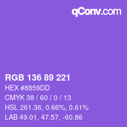 Color code: RGB 136 89 221 | qconv.com