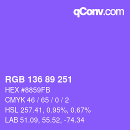 Color code: RGB 136 89 251 | qconv.com
