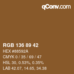 Color code: RGB 136 89 42 | qconv.com