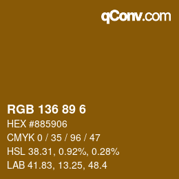 Color code: RGB 136 89 6 | qconv.com