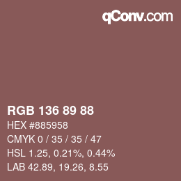 Color code: RGB 136 89 88 | qconv.com