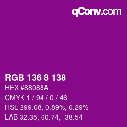 Farbcode: RGB 136 8 138 | qconv.com