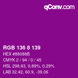 Farbcode: RGB 136 8 139 | qconv.com