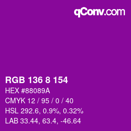 Color code: RGB 136 8 154 | qconv.com