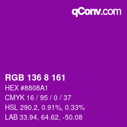 Color code: RGB 136 8 161 | qconv.com