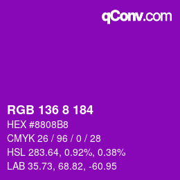 Farbcode: RGB 136 8 184 | qconv.com