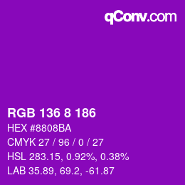Color code: RGB 136 8 186 | qconv.com