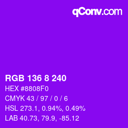 Color code: RGB 136 8 240 | qconv.com
