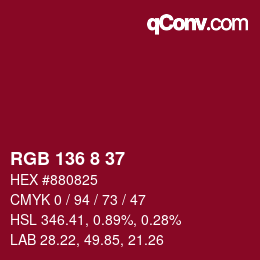 Código de color: RGB 136 8 37 | qconv.com