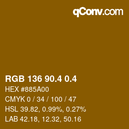 カラーコード: RGB 136 90.4 0.4 | qconv.com