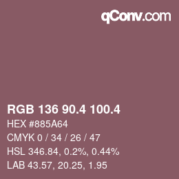 カラーコード: RGB 136 90.4 100.4 | qconv.com