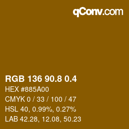 カラーコード: RGB 136 90.8 0.4 | qconv.com