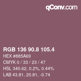 カラーコード: RGB 136 90.8 105.4 | qconv.com