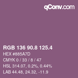 カラーコード: RGB 136 90.8 125.4 | qconv.com