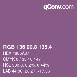 カラーコード: RGB 136 90.8 135.4 | qconv.com