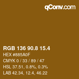 カラーコード: RGB 136 90.8 15.4 | qconv.com