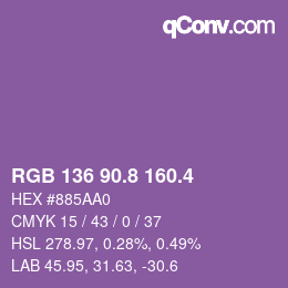 カラーコード: RGB 136 90.8 160.4 | qconv.com