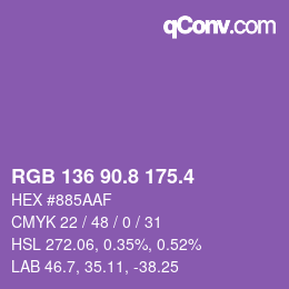 カラーコード: RGB 136 90.8 175.4 | qconv.com