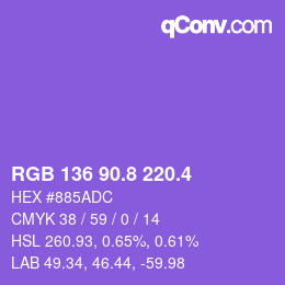 カラーコード: RGB 136 90.8 220.4 | qconv.com