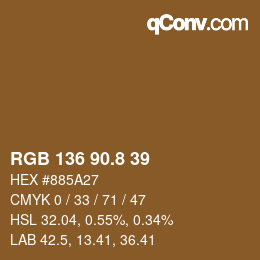 Color code: RGB 136 90.8 39 | qconv.com