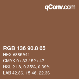 Color code: RGB 136 90.8 65 | qconv.com