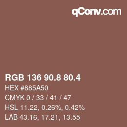 カラーコード: RGB 136 90.8 80.4 | qconv.com