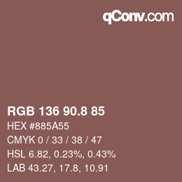 Color code: RGB 136 90.8 85 | qconv.com