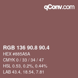 カラーコード: RGB 136 90.8 90.4 | qconv.com