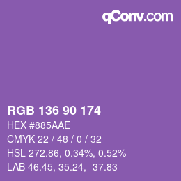 Color code: RGB 136 90 174 | qconv.com