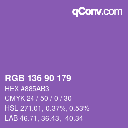 Color code: RGB 136 90 179 | qconv.com
