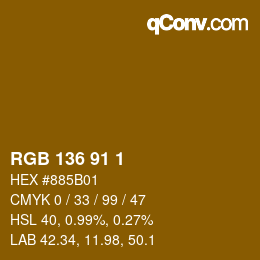 Código de color: RGB 136 91 1 | qconv.com