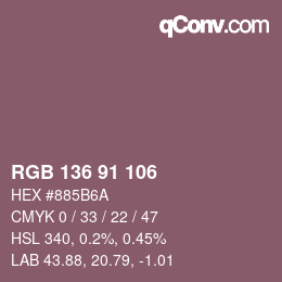 Color code: RGB 136 91 106 | qconv.com