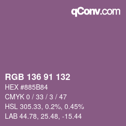 Color code: RGB 136 91 132 | qconv.com