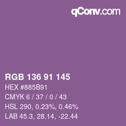 Color code: RGB 136 91 145 | qconv.com