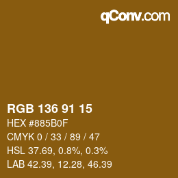 カラーコード: RGB 136 91 15 | qconv.com