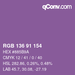 Color code: RGB 136 91 154 | qconv.com