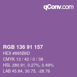 Color code: RGB 136 91 157 | qconv.com