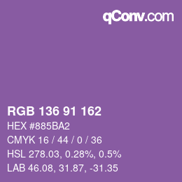カラーコード: RGB 136 91 162 | qconv.com