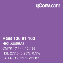 Color code: RGB 136 91 163 | qconv.com