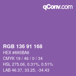 Color code: RGB 136 91 168 | qconv.com